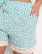 r&f fashion Pantaloni scurți Mentă din Viscoză cu elastic în talie și șnururi Talorea