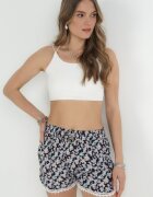 r&f fashion Pantaloni scurți Negri cu elastic în talie cu dantelă din viscoză Leydi