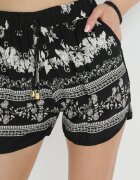 r&f fashion Pantaloni scurți Negri cu Elastic și Cordon în Talie Pellee