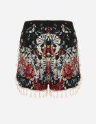 r&f fashion Pantaloni scurți Negri din bumbac cu elastic în talie decorați cu franjuri Idanesta