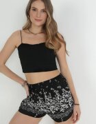 r&f fashion Pantaloni scurți Negri din bumbac cu elastic în talie și buzunare laterale Vozania