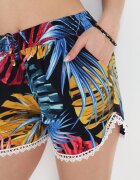 r&f fashion Pantaloni scurți Negri din Viscoză cu Inserție din Dantelă Zedia
