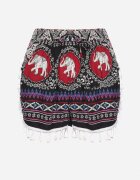 r&f fashion Pantaloni scurți Negru-Roșu de bumbac cu elastic în talie decorate cu franjuri Marnesta