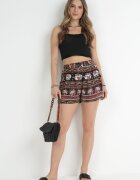 r&f fashion Pantaloni scurți Roșii Din bumbac cu bandă elastică în talie și cu model indian Jaleana