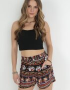 r&f fashion Pantaloni scurți Roșii Din bumbac cu bandă elastică în talie și cu model indian Jaleana