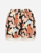 r&f fashion Pantaloni scurți Roz din vâscoză cu imprimeu floral cu talie elastică și franjuri Belfea