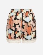 r&f fashion Pantaloni scurți Roz din vâscoză cu imprimeu floral cu talie elastică și franjuri Belfea