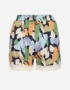 r&f fashion Pantaloni scurți vâscoză Albastru deschis cu imprimeu floral cu elastic în talie și franjuri Belfea