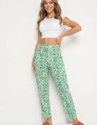 r&f fashion Pantaloni Verzi din Viscoză cu Talie Înaltă și Elastic în Talie Calfea