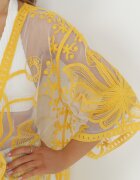 r&f fashion Pelerină Galbenă din Plasă Brodată cu Mâneci Largi Shwe
