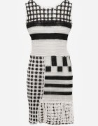 r&f fashion Rochie Alb-Negru Mulată din Bumbac cu Finisaj Ajurat fără Mâneci Balmalia