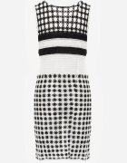 r&f fashion Rochie Alb-Negru Mulată din Bumbac cu Finisaj Ajurat fără Mâneci Balmalia