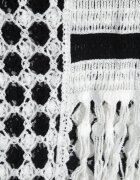 r&f fashion Rochie Alb-Negru Mulată din Bumbac cu Finisaj Ajurat fără Mâneci Balmalia