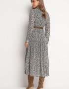 r&f fashion Rochie Albă-Neagră Cloș cu flori cu curea Khito