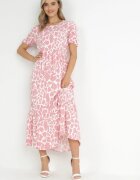 r&f fashion Rochie Cloche Roz Maxi cu Volan la Bază Zeanna