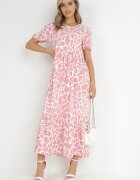 r&f fashion Rochie Cloche Roz Maxi cu Volan la Bază Zeanna