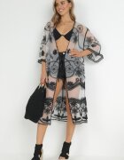 r&f fashion Rochie de plajă Albă-Neagră cu broderie Rafif