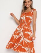r&f fashion Rochie din viscoză portocalie cu bretele cu elastic în talie Oslifea