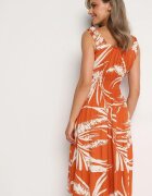 r&f fashion Rochie din viscoză portocalie cu bretele cu elastic în talie Oslifea