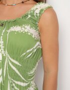 r&f fashion Rochie din viscoză verde deschis cu bretele și elastic în talie Oslifea