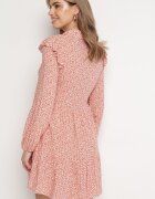 r&f fashion Rochie Evazată Mini Roz Florală Cu Volane Pe Umeri Lorean