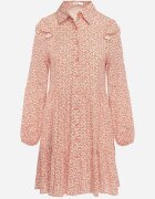 r&f fashion Rochie Evazată Mini Roz Florală Cu Volane Pe Umeri Lorean