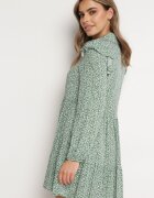 r&f fashion Rochie Evazată Mini Verde Florală cu Volănașe pe Umeri Lorean