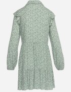 r&f fashion Rochie Evazată Mini Verde Florală cu Volănașe pe Umeri Lorean