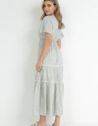 r&f fashion Rochie Maxi Albastru deschis cu Elastic în talie și Ciucuri cu flori Patriske