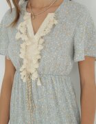 r&f fashion Rochie Maxi Albastru deschis cu Elastic în talie și Ciucuri cu flori Patriske