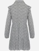r&f fashion Rochie Mini Albastru Marin Evazată Florală cu Volane pe Umeri Lorean