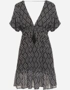 r&f fashion Rochie Mini Neagră cu croială tip liliac cu decolteu în V cu șnururi Ainella