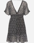 r&f fashion Rochie Mini Neagră cu croială tip liliac cu decolteu în V cu șnururi Ainella