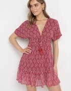 r&f fashion Rochie roșie Mini cu croi liliac cu decolteu în V cu șnururi Ainella