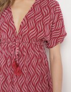 r&f fashion Rochie roșie Mini cu croi liliac cu decolteu în V cu șnururi Ainella