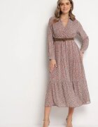 r&f fashion Rochie Roz Cloș cu flori cu curea Khito