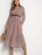r&f fashion Rochie Roz Cloș cu flori cu curea Khito