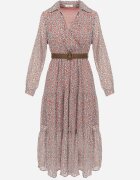 r&f fashion Rochie Roz Cloș cu flori cu curea Khito