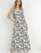 r&f fashion Rochie Violet-Galbenă Din Bumbac Cu Flori Cu Volan Janellie