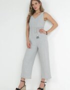 r&f fashion Salopetă Gri din Tricot Reiat cu Curea Decorativă Alicen