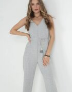 r&f fashion Salopetă Gri din Tricot Reiat cu Curea Decorativă Alicen