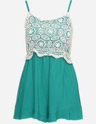 r&f fashion Salopetă Verde cu bretele subțiri cu ajustare decorată cu dantelă Tiriala