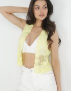 r&f fashion Vestă tip narzută galbenă din plasă brodată Aldollia
