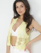 r&f fashion Vestă tip narzută galbenă din plasă brodată Aldollia
