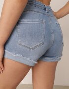 redseventy Pantaloni scurți de blugi Albastri cu Talie Înaltă cu Finisaj Asimetric cu Efect Push-Up Afisea