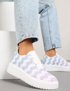 renda Adidași Alb-Albastru cu Talpă Groasă cu Față Perforată Ellisene