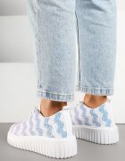 renda Adidași Alb-Albastru cu Talpă Groasă cu Față Perforată Ellisene
