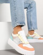 renda Adidași Alb-Portocalii pe Talpă Groasă Embosată cu Perforații și Imprimeu leopard Odivila