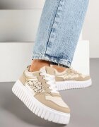 renda Adidași Bej pe talpă groasă în relief cu perforații și imprimeu leopard Odivila