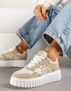 renda Adidași Bej pe talpă groasă în relief cu perforații și imprimeu leopard Odivila